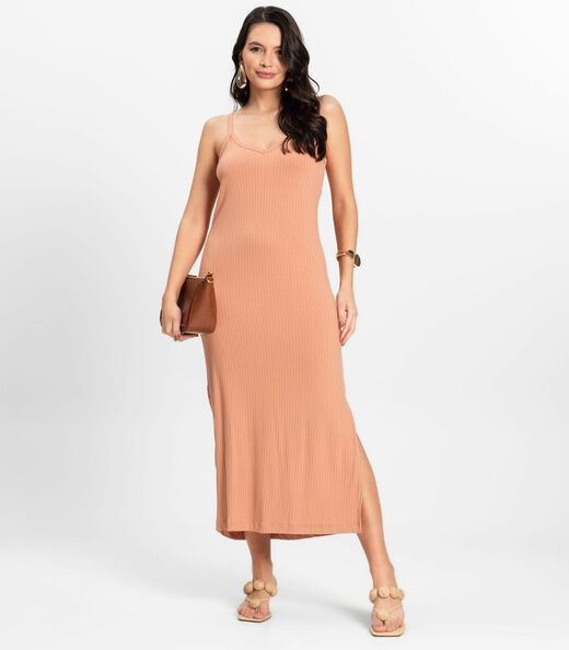 Image_Vestido Midi em Ribana Canelada Rovitex Marrom