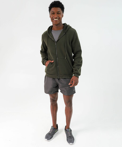 Casaco Masculino Fitness Moletom Capuz Marisa Verde