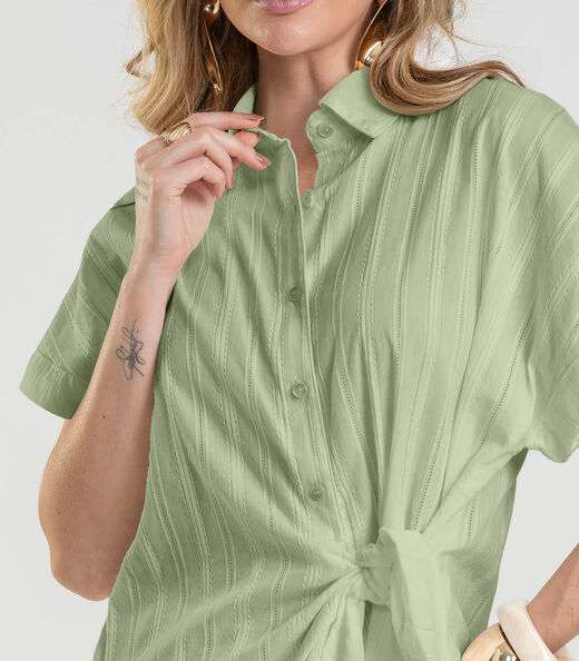Camisa Feminina em Tricoline Dianna Verde