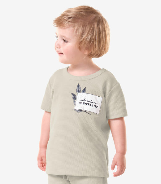 Conjunto Infantil Camiseta Com Bermuda Trick Nick Bege