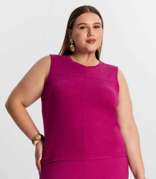 Conjunto Plus Size Regata Com Saia Secret Glam Roxo