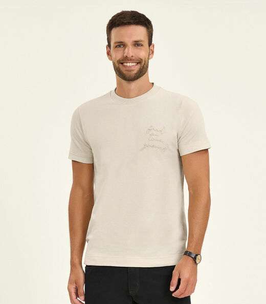 Camiseta Masculina Manga Curta Malhão Diametro Bege