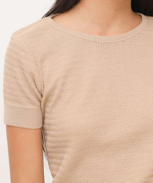 Blusa Feminina Tricô Manga Curta Marisa