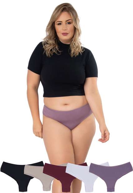 Image_Kit 5 Calcinhas Ternura Plus Size Microfibra Fio Duplo Concept Lingerie Multicol