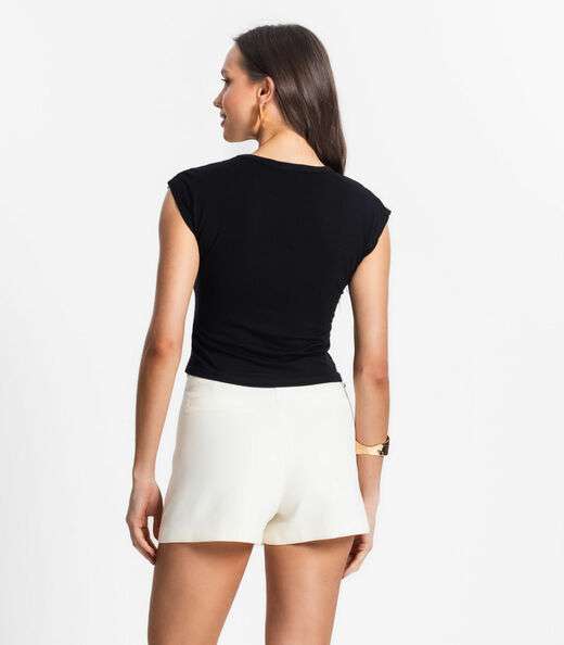 Blusa De Viscotorcion Básica Feminina Endless Preto