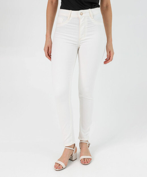 Calça Sarja Cigarrete Feminina Sawary Off White