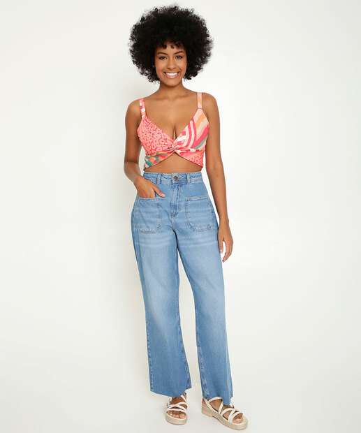 Blusa Cropped Feminina Estampada Alças Finas Marisa