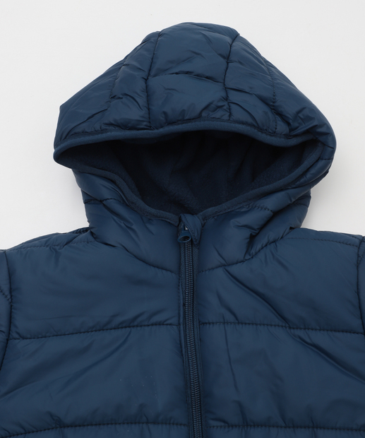 Jaqueta Infantil Puffer Capuz Marisa Tam 1 a 3 Azul