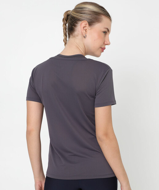 Blusa Feminina Fitness Básica Manga Curta Marisa Cinza