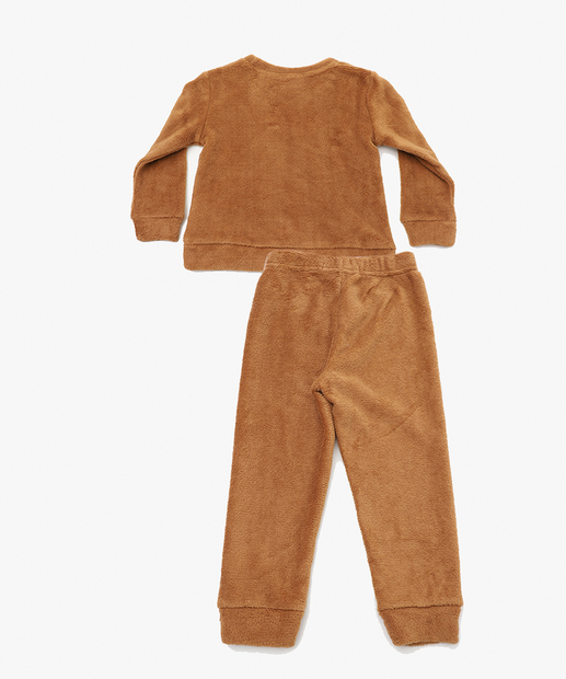 Conjunto Infantil Plush Estampa Urso MR Tam 1 a 3 Marrom