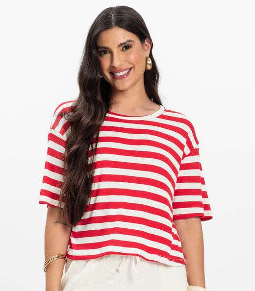 T- Shirt Feminina Canelada Infinita Cor Vermelho