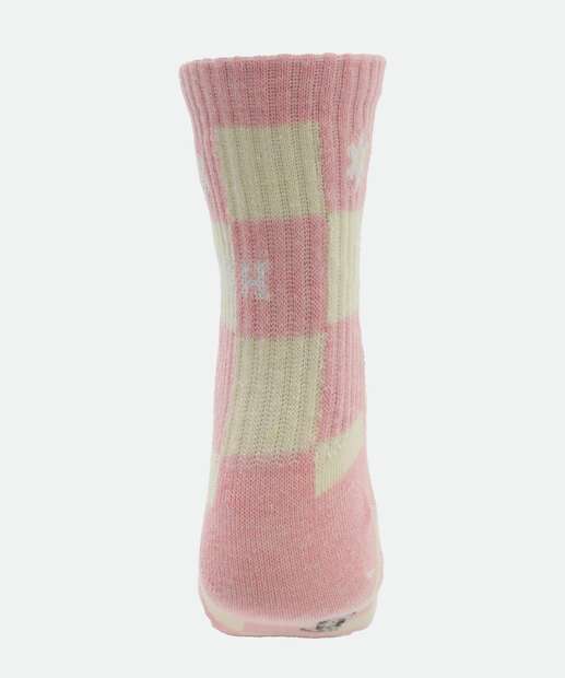 Kit 2 Pares Meias Soquete Feminina Stitch Disney Rosa