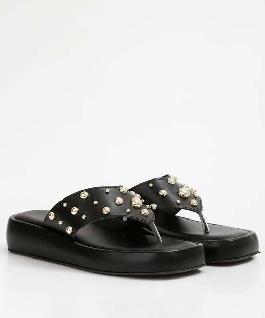 Tamanco Feminino Tiras Tachas Flatform Marisa