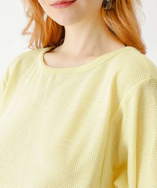 Blusa Feminina Textura Manga Curta Marisa Amarelo