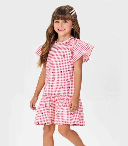 Vestido Popeline Estampado Trick Nick Rosa