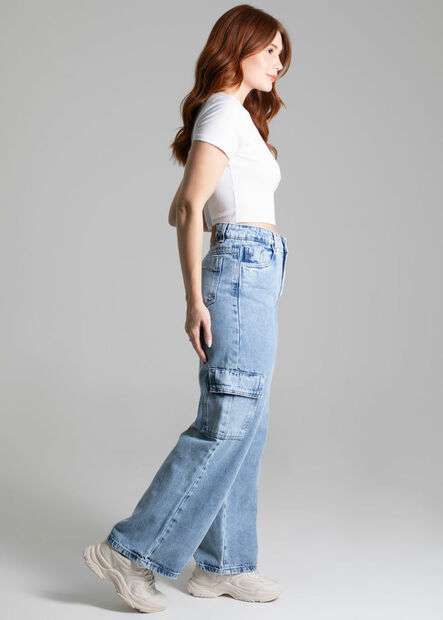 Calça Jeans Sawary Wide Leg Petit - 277876