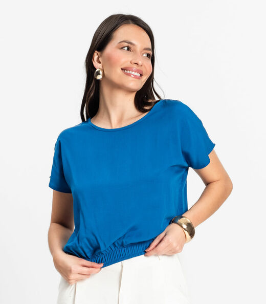 Blusa Feminina manga curta Infinita Cor Azul