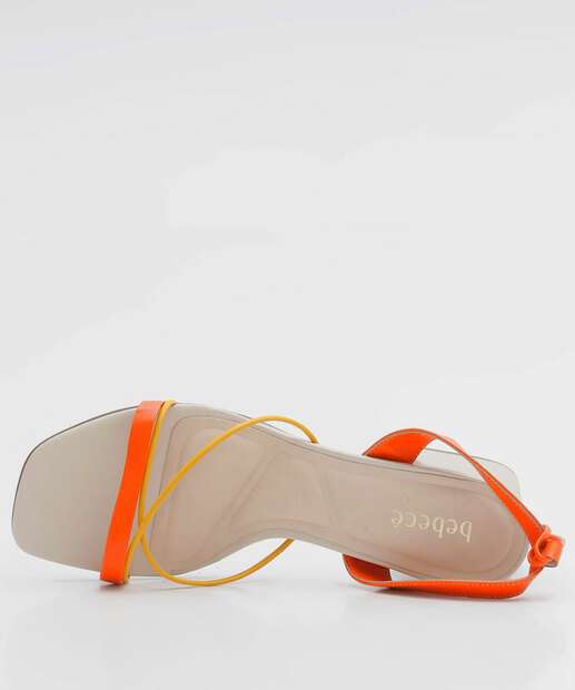 Sandália Salto Grosso Feminina Tiras Amarração Bebecê