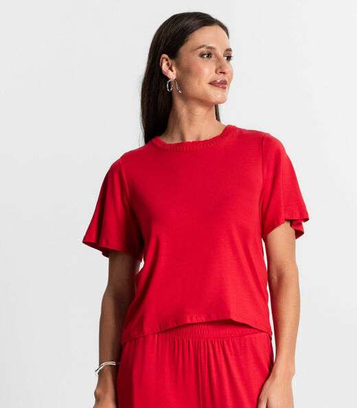 Blusa Feminina Manga Curta Rovitex Vermelho