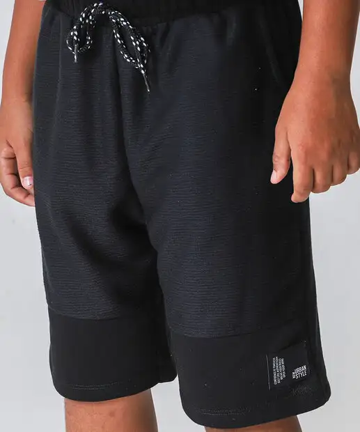 Bermuda Juvenil Moletinho Textura MR Tam 10 a 16 Preto