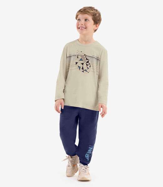 Calça Infantil Em Moletom Rovi Kids Azul