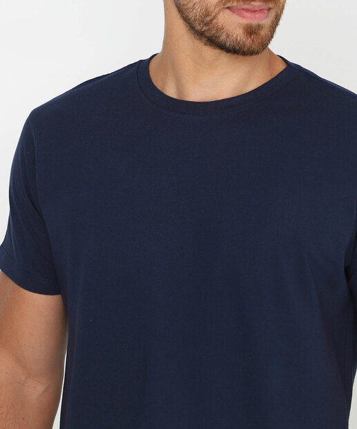 Camiseta Masculina Básica Manga Curta Marisa Azul