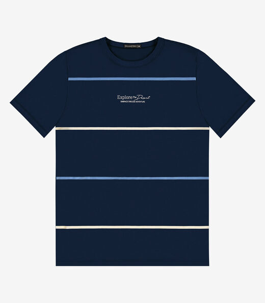 Camiseta Masculina em Meia Malha Diametro Azul