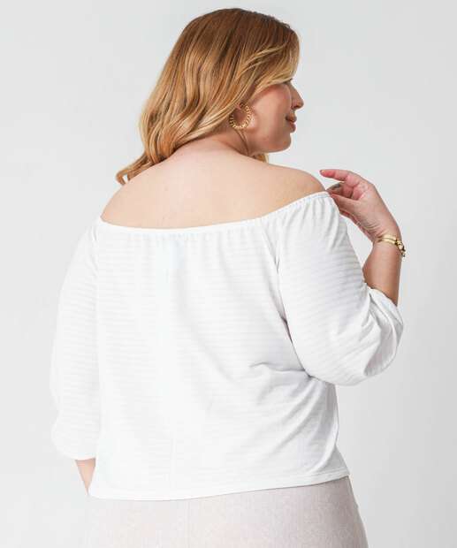 Blusa Plus Size Ciganinha Feminina Manga 7/8 Marisa