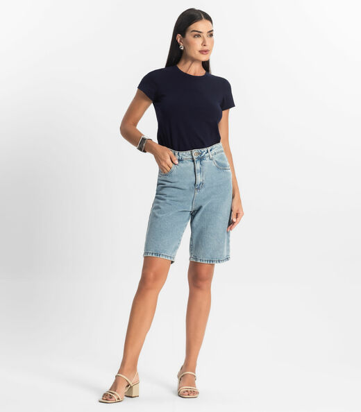 Blusa Feminina Cotton Leve Básica Rovitex Azul