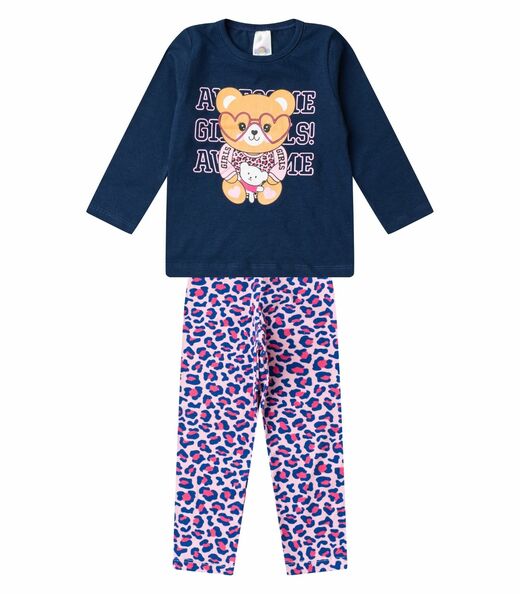 Image_Conjunto Algodão Menina Blusa Longa E Calça Select Azul