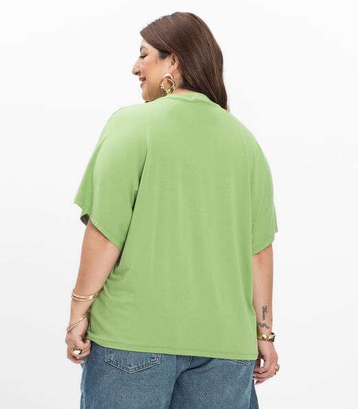 Camisa Manga Curta Feminina Plus Size Secret Glam Verde