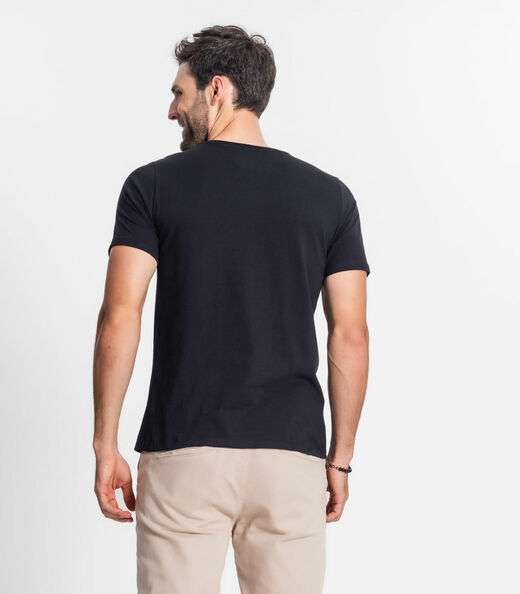 Camiseta Masculina Básica Meia Malha Diametro Preto