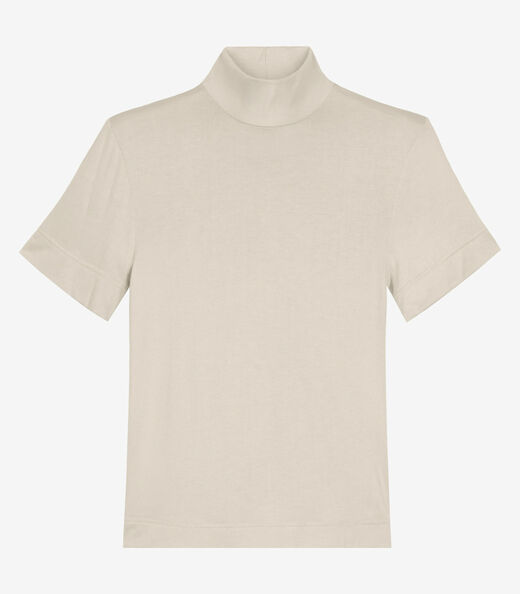 Blusa Feminina Gola Alta ViscoTrico Básica Endless Bege