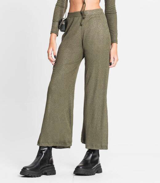 Calça Juvenil Feminina Em Ribana Canelada Minty Verde