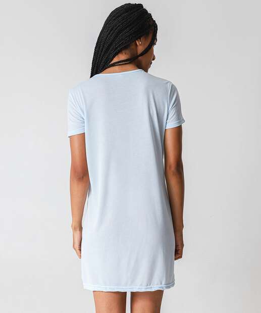 Camisola Manga Curta Estampa Frase Marisa Azul