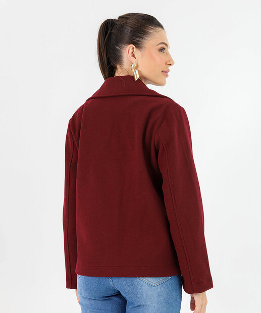 Casaco Feminino Polivelour Botões Marisa Vinho