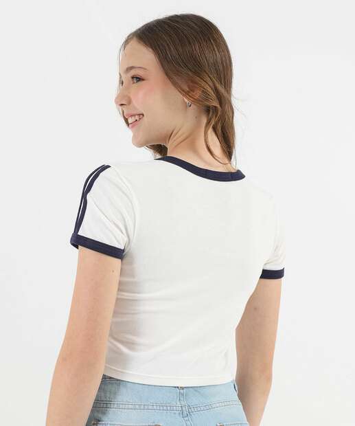 Blusa Juvenil Cropped Cotton Marisa Tam 10 a 16 Off White