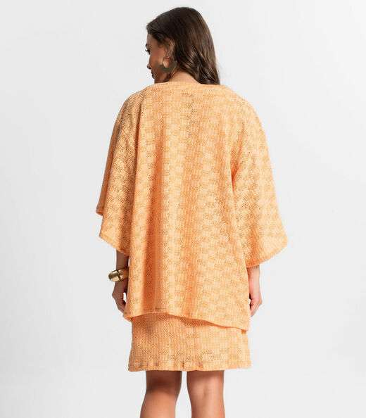 Kimono Feminino Em Tricot Endless Laranja
