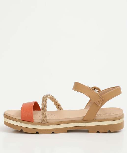Sandália Feminina Flatform Tratorado Strass Modare 