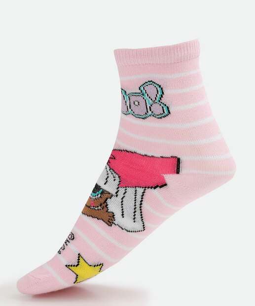 Kit 3 Pares Meias Infantil Estampa Boneca Lol