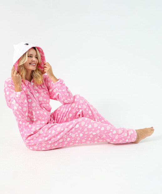Macacão Pijama Feminino Plush Marisa Rosa 