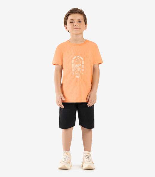Camiseta Infantil Meia Malha Rovi Kids Laranja
