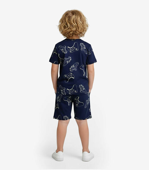 Pijama Infantil Camiseta e Bermuda Select Azul