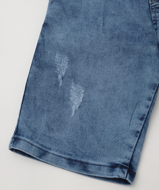 Bermuda Juvenil Jeans Jogger Bolsos Puídos Tam 10 a 16 Azul