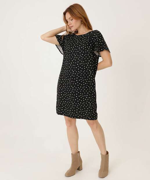Vestido Feminino Curto Estampa Poá Marisa 