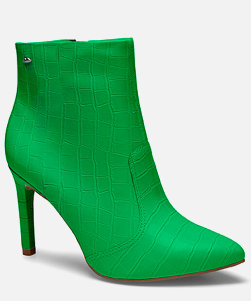 Bota Feminina Cano Curto Salto Fino Textura Croco Dakota