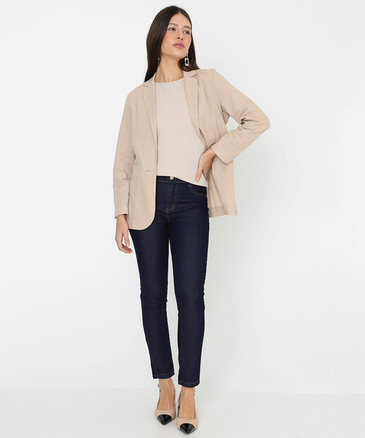 Blusa Feminina Textura Manga Curta Marisa Bege