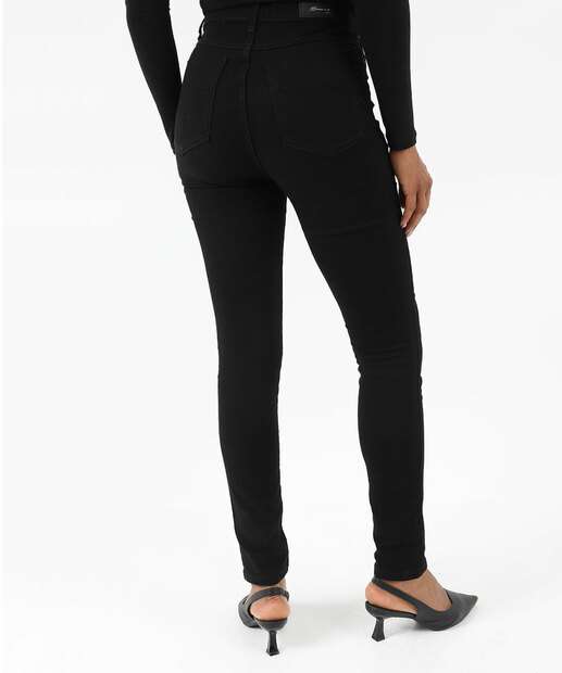 Calça Feminina Sarja Skinny Cintura Alta Sawary Preto