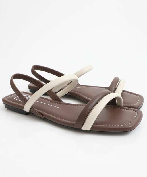 Sandália Feminina Rasteira Moleca Marrom