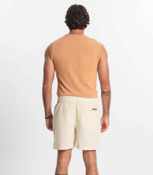 Bermuda Masculina Sarja Elástico E Bolsos Shift Bege